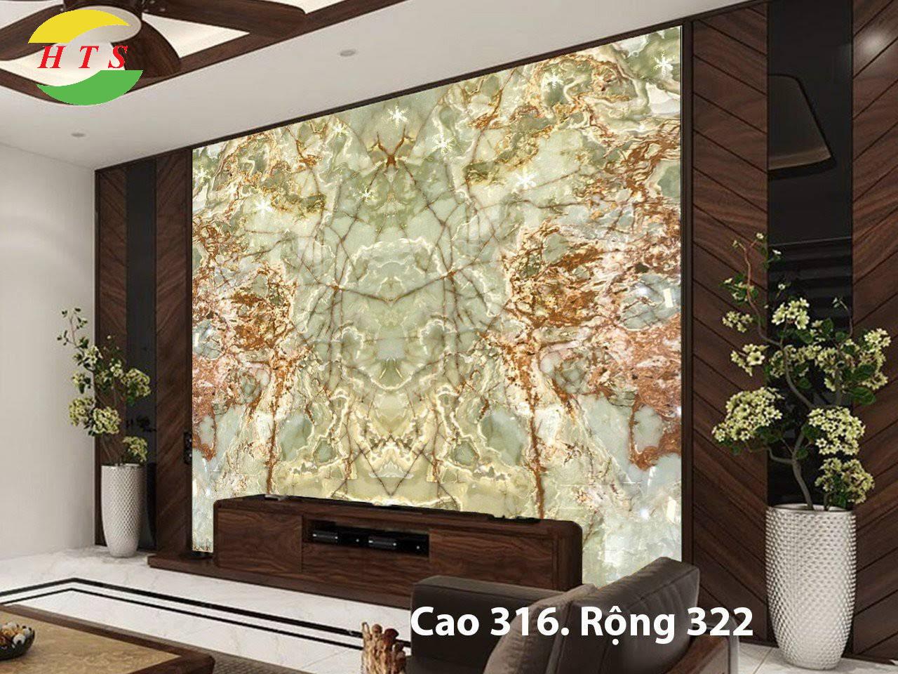 tranh đá xuyên sáng onyx màu xanh
